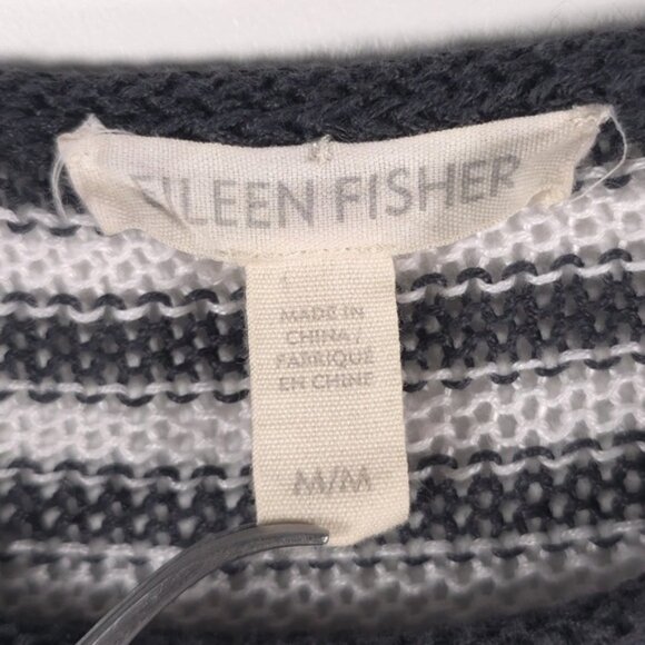 EILEEN FISHER 100% ORGANIC LINEN SS Striped Knit Tunic Top Cover Up Dress MEDIUM - Picture 7 of 13